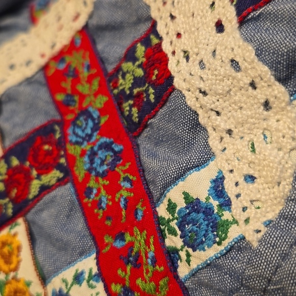 Vintage Blue Handmade Patchwork Buttondown Longsleeve Shirt - Picture 10 of 13